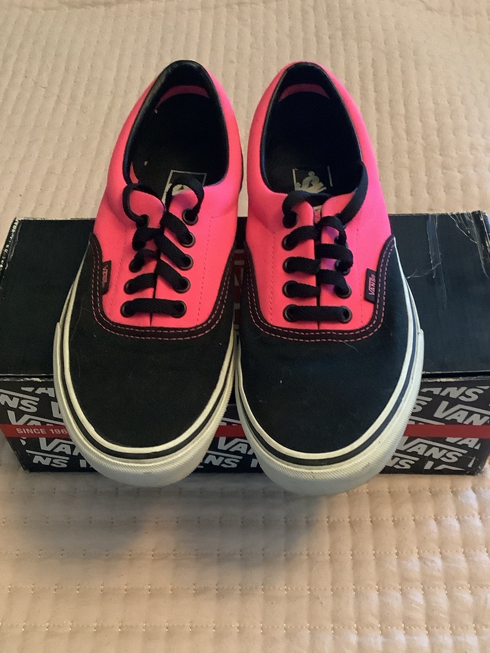 Vans Pink and Black Low Top Sneakers
